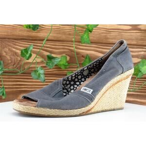 Toms Women Sz 8 M Gray Wedge Fabric Shoes‎